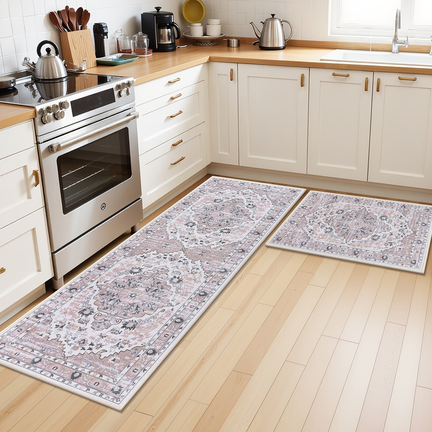 Anti Fatigue Kitchen Mat Set of 2 Non Slip Kitchen Rugs and Mats Cushioned Kitchen Mats for Floor Distressed Boho Kitchen Mat Mat Runner for Sink Laundry Office