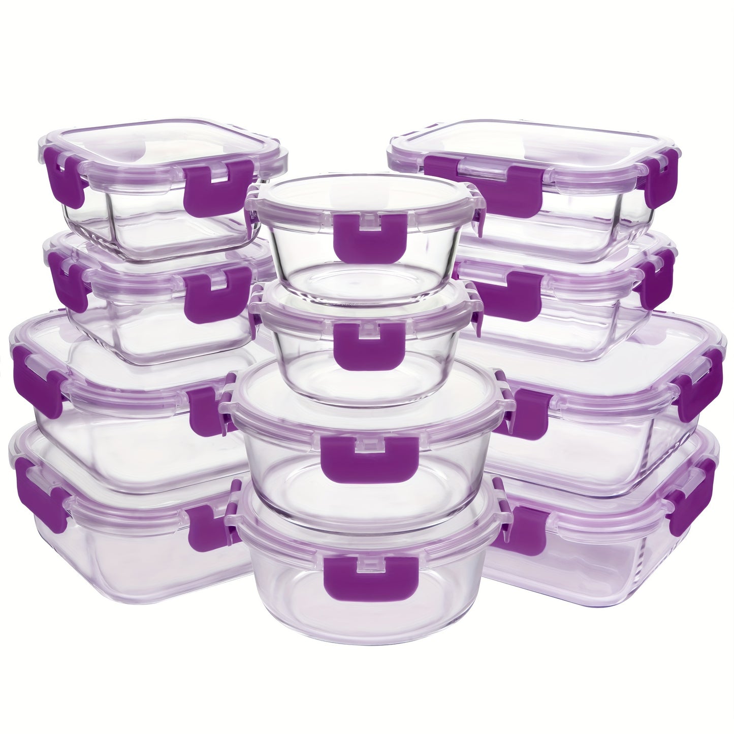 24pcs (12 Lids+12 Glass Bowl) Borosilicate Glass Food Storage Containers with Airtight Lids, Ideal for Meal Prep, Lunches - Microwave and Dishwasher Safe