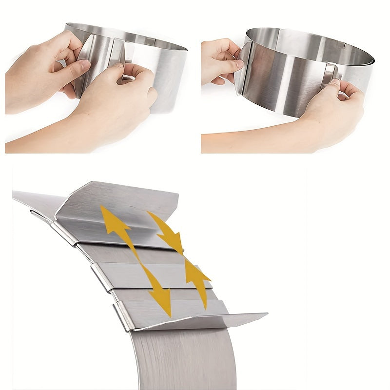 2pcs Adjustable Stainless Steel Cake Ring Mold - 6.3" to 11.8" Diameter, Heavy-Duty 400 Series Construction, Non-Stick Surface, Ideal for Mousse And Baking