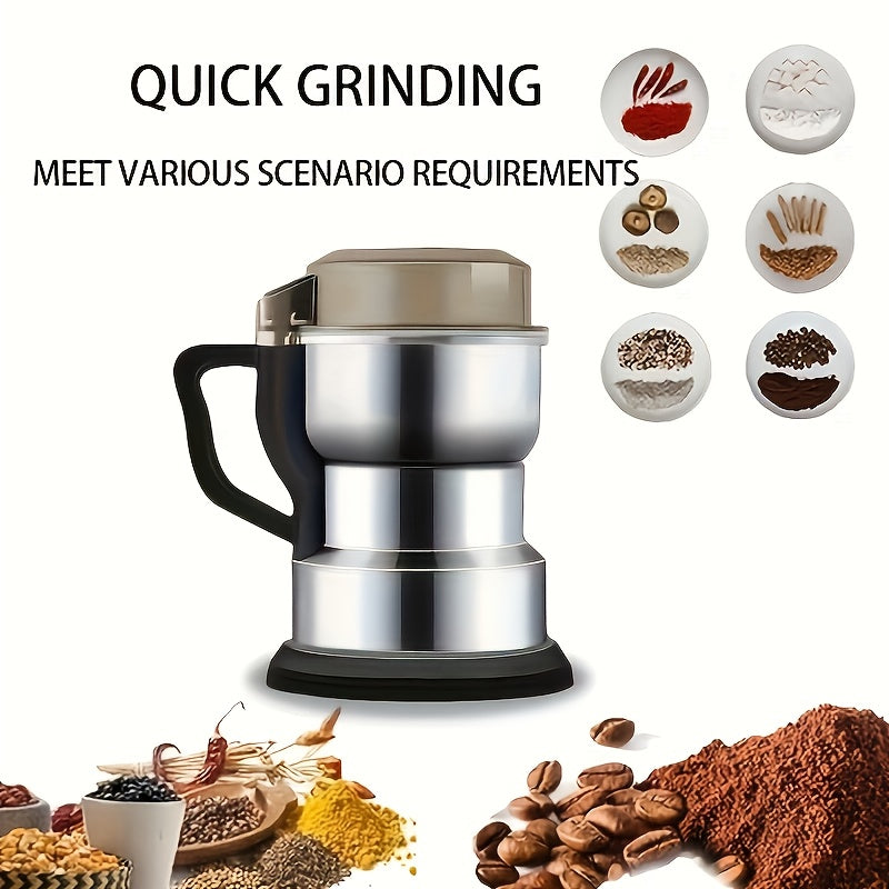 Grinder, 10-Second Quick Grinding, Grain Coffee Bean Grinder, Suitable for Beans, Spices, Nuts, 4-Blade Stainless Steel Electric Coffee Bean Grinder, 400Ml/14Oz Deep Grinding Chamber, Dry And Wet Dual-Purpose Food Processor, Quick And Even Grinding
