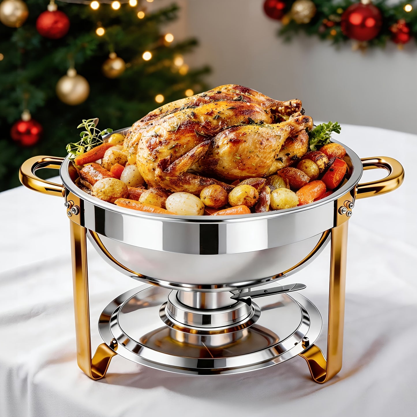6/9QT Chafing Dishes For Buffet, 1/2/4/6 Pack Round Chafing Dish Buffet Set, High Grade Stainless Steel Buffet Food Warmers Sets For Catering Events Parties Dinners With Complete Set, Golden And Silver, Only For Cooking