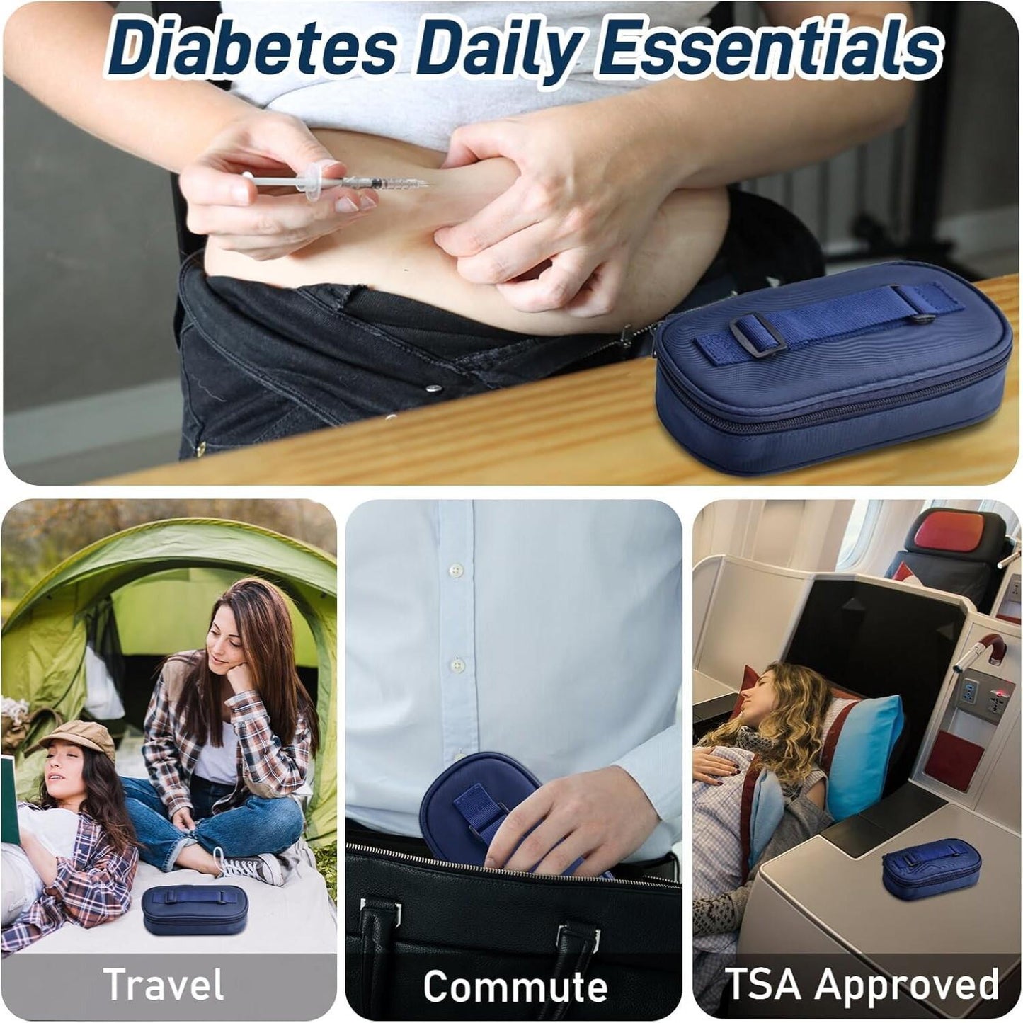 Travel Case for Insulin Vials, Insulated Bag for Diabetes Supplies to Maintain Cool Temperatures, Compact Kit for Storing Small Diabetic Bottles, Portable Mini Pack Featuring a Protective Ice Brick