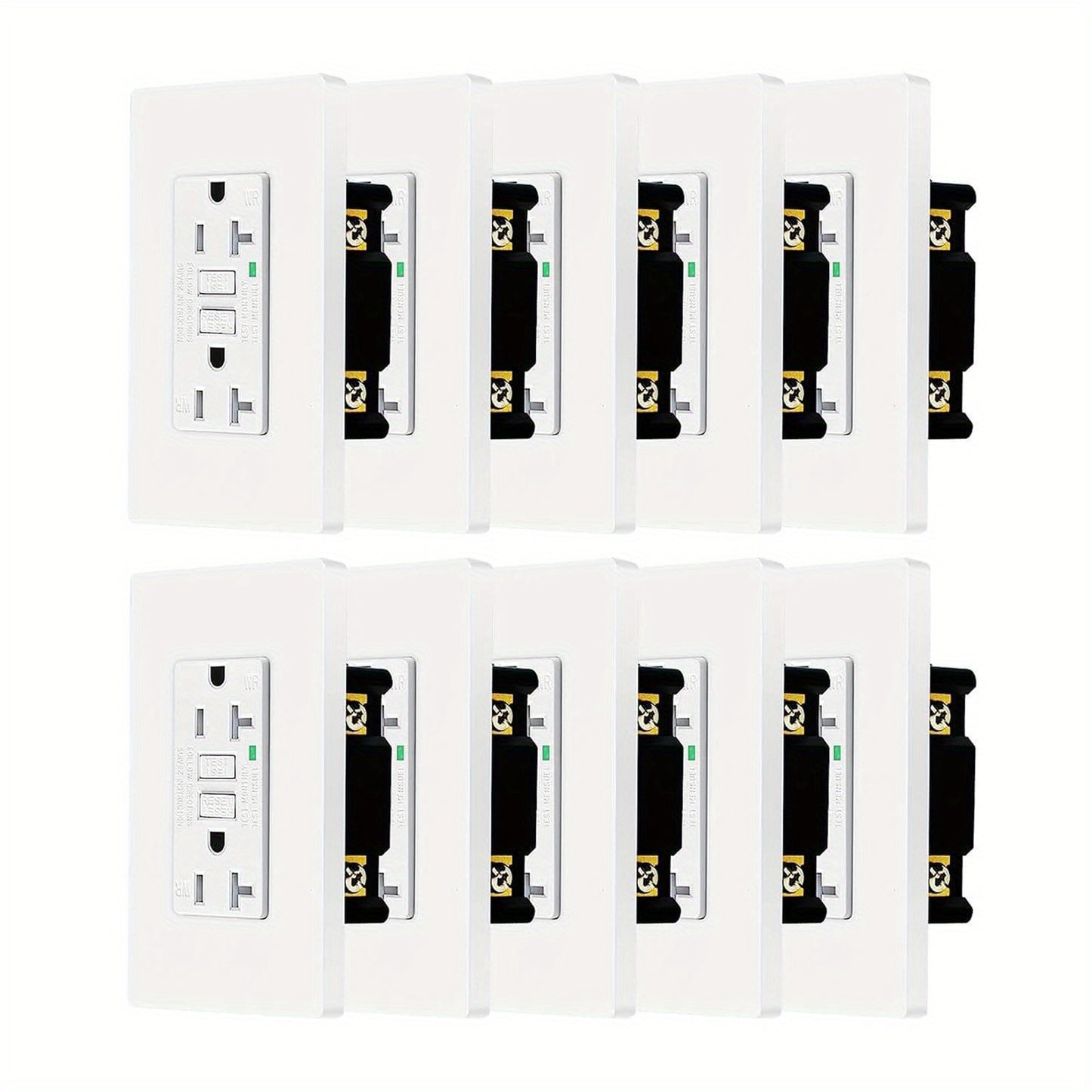 GFCI Outlet 20 Amp Tamper Resistant WR Weather Resistant with Wall Plate ETL Listed LED Indicator Test Reset Button Ground Fault Circuit Interrupter for Bathroom Kitchen Garage 2 4 6 10 20 Pack Black White