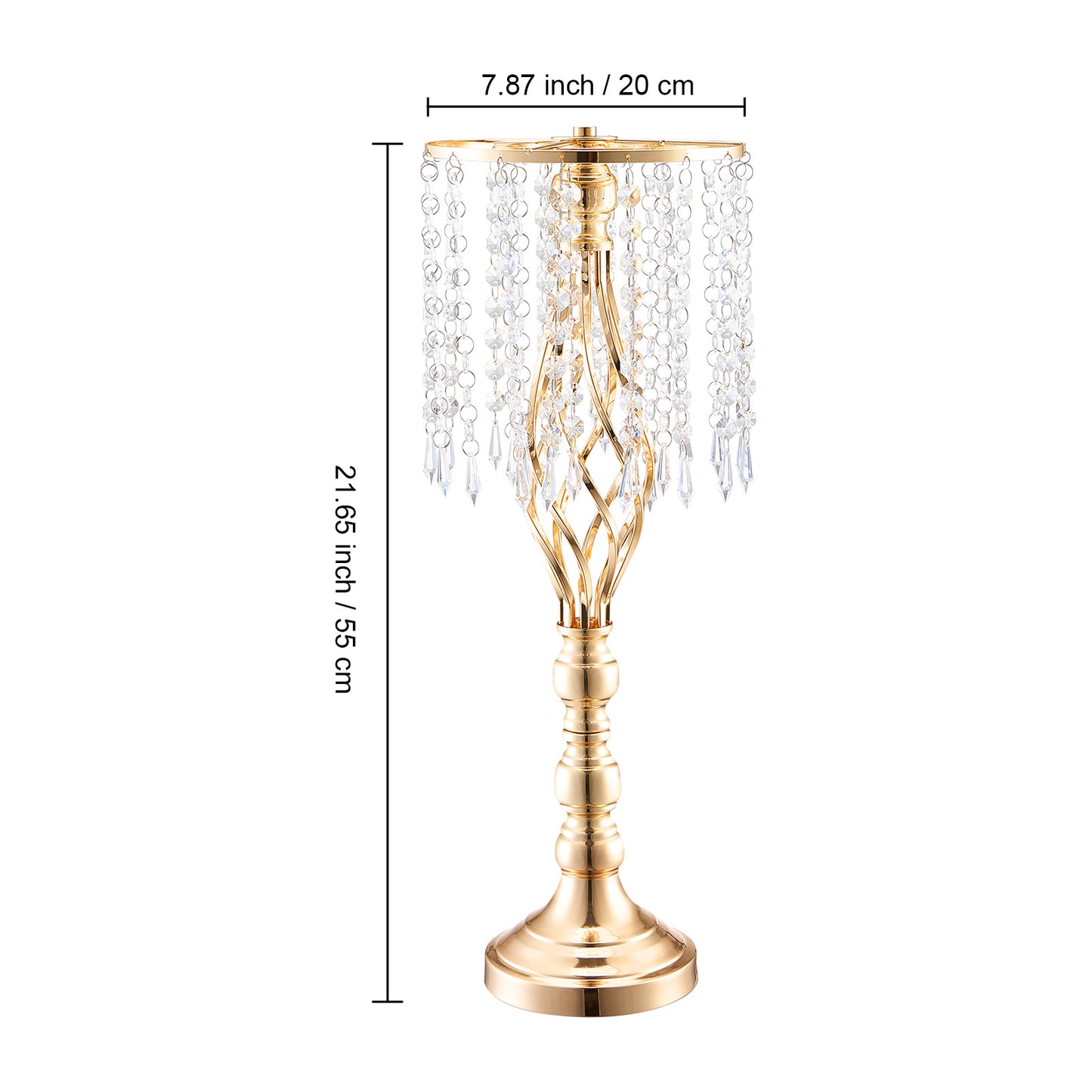 VEVOR 2PCS/ 10PCS/ 12PCS/ 20PCS 43cm/ 49cm/ 55cm/16.9”/ 19.3”/ 21.65” Tall Crystal Wedding Flower Stand Vase for Party Decor