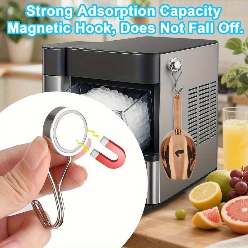 Compatible with GE Profile Opal Ice Maker Ice Spoon - Stainless Steel Rose Golden Ice Scoop with Magnetic Hook, 403 Stainless Steel for granular Ice Maker Unit, Refrigerator Accessory (for ice Cubes, Bars, Parties)