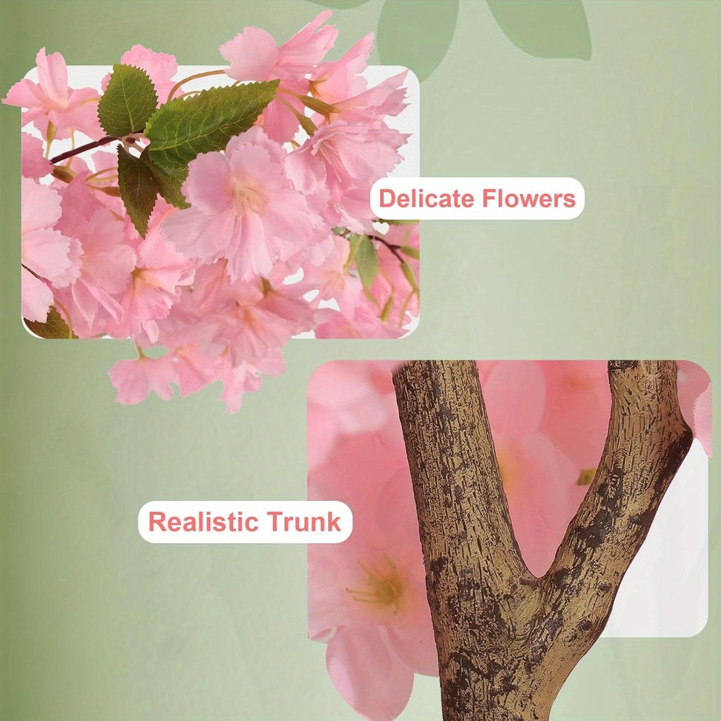 4ft / 6ft Tall Artificial Cherry Blossom Tree, Faux Pink Tree with Plastic Nursery Pot, Artificial Plants for Home Office Indoor Decor(Pink)
