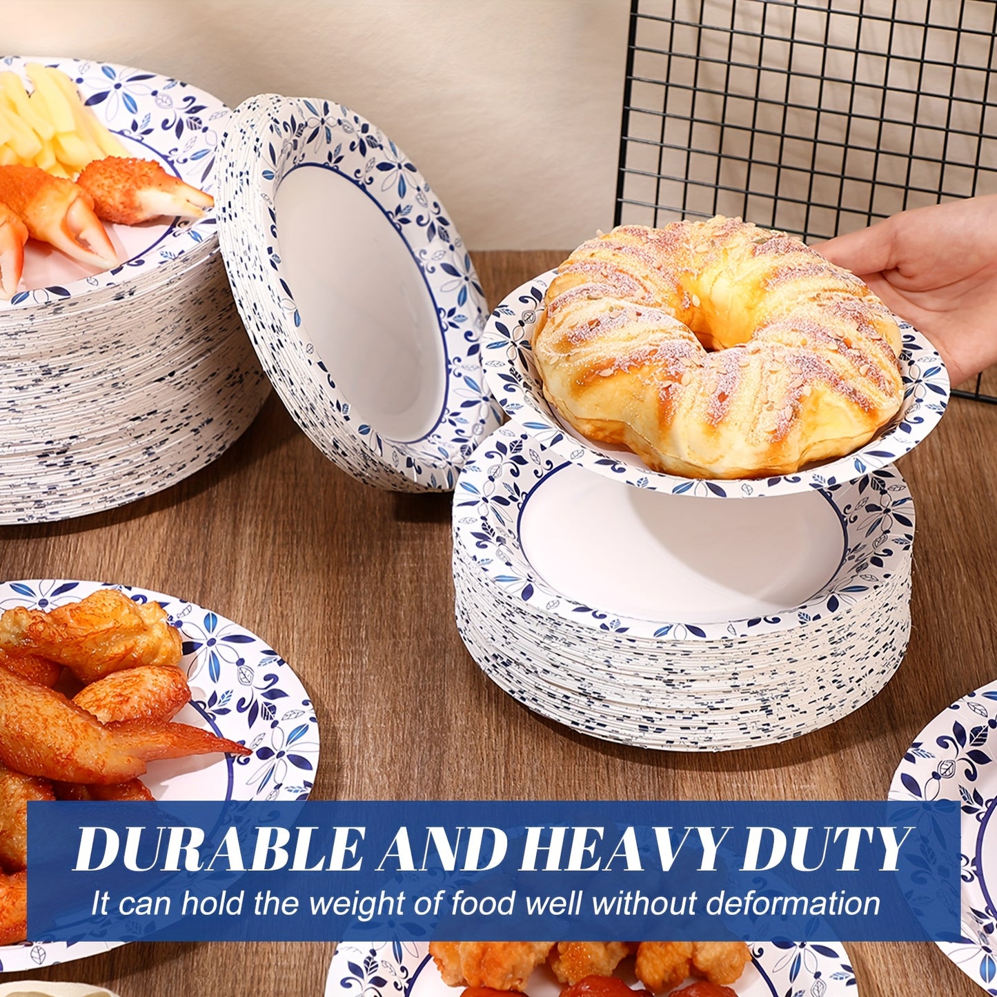 300 Paper Plates Including 150pcs 9 Inch Heavy Duty Printed Disposable Plates And 150pcs 7 Inch Soak Proof Disposable Paper Plate For Everyday Use Family Gatherings Parties(Leaf)