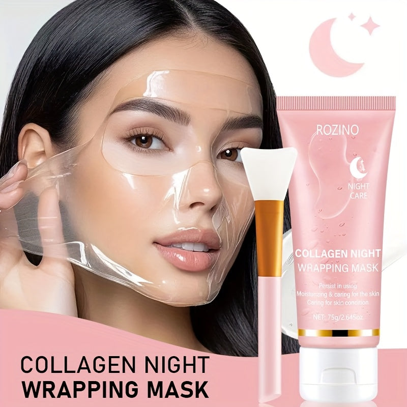 Collagen Overnight Wrapping Off Facial Mask Pack | with Hyaluronic Acid, Elasticity - Hydration Care, Sagging - Dullness - Hydrolyzed Collagen for Glowing Skin-Hydrating Face Mask - Deep Moisture for Dry Skin, Korean Skin Care, 2.645Oz