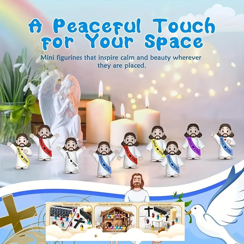 Mini Christian Statues Bulk 50pcs God Bless You Colorful Crosses Vintage Religious Figurines Church Prayer Easter Christmas Decoration Party Props Gift