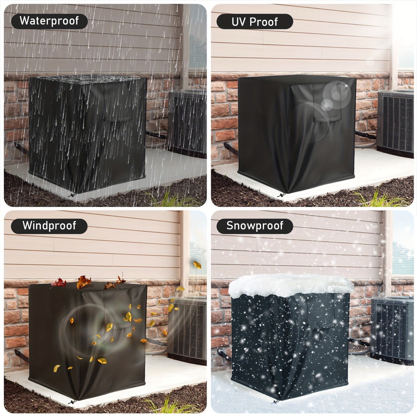 Heavy-Duty & UV-Resistant Outdoor AC Cover Compatible for AC Units - -Weather Air Conditioner Protector with Storage Bag, Windproof, Snowproof, Cover for Central AC Systems, Installation