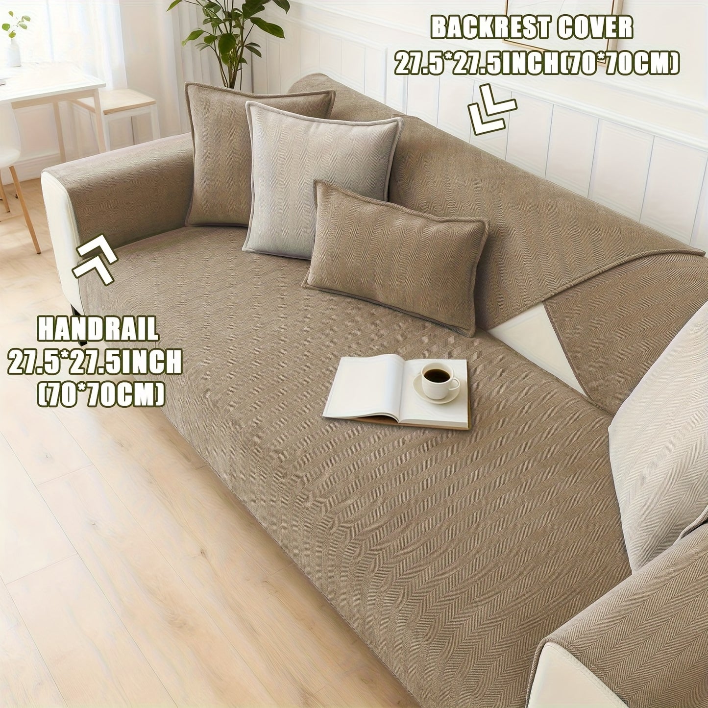 1pc of Pet-Friendly Chenille Ribbed Sofa Cover That Is Non-Slip And Machine Washable, Made from Soft Stretch Fabric Suitable for 2, 3, Or 4-Seater And Sectional Sofas. It Enhances Contemporary Home Decor in Living Rooms, Bedrooms, And Offices