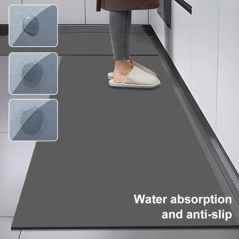 Kitchen Mat Set 2 Piece Anti-Slip Water Absorbent Thickened Diatom Mud Floor Mats for Kitchen Bathroom Entryway – Wipe Clean Non-Slip Bath Rug Set, Door Mat & Sink Mat Combo