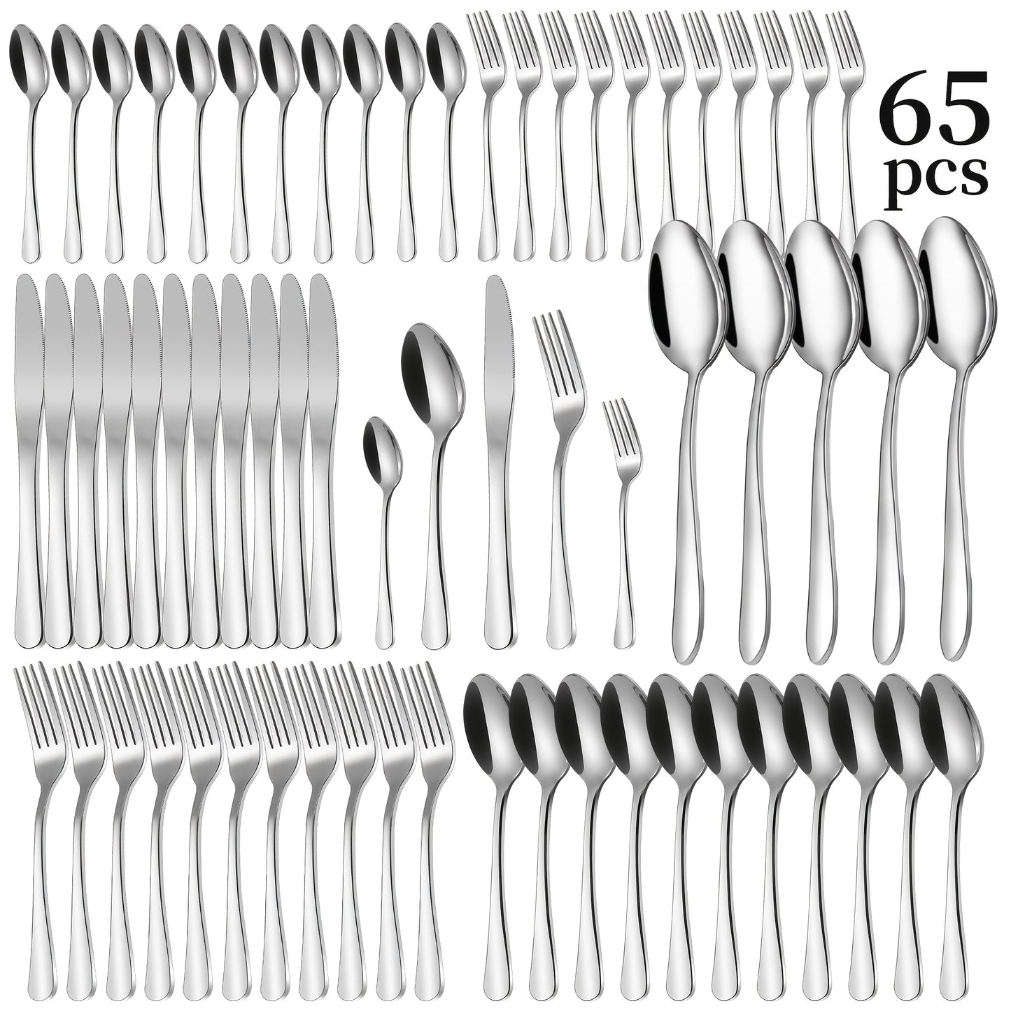 60/65/84pcs Golden Cutlery Set, Service for 12, for Family Gatherings, Camping And BBQ, Knife Fork Spoon Set, Kitchen Decor And Additions, Kitchen Storage & Organization, Kitchen Utensils