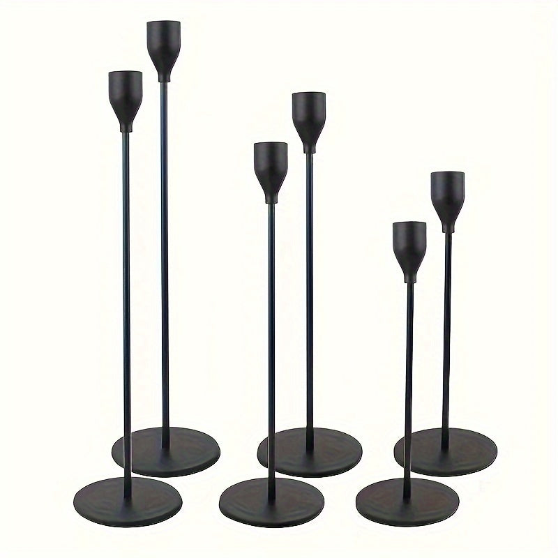 Collection of 6 Pink And Golden Candlestick Holders, Ideal for Taper Candles. These Decorative Candle Holders Are Perfect for Home Decoration, Weddings, Dining Events, Parties, And Anniversaries (Candles Not Included)