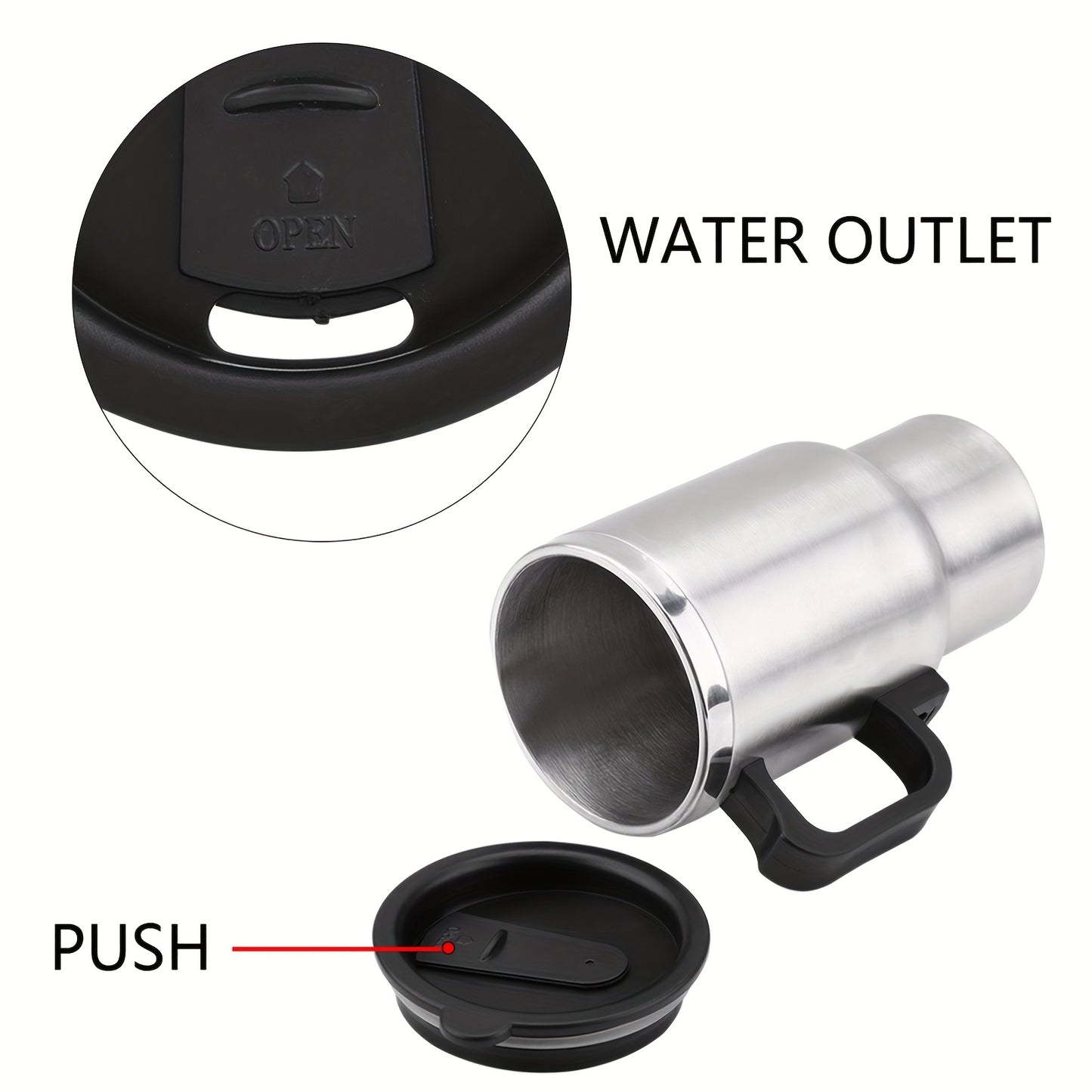 Car Electric Kettle 12V 60W 450ml Stainless Steel Keep Warm 65C Portable Heating Thermos Cup for Trucks Sedans Travel Tea Coffee Gift for Drivers Men Fathers