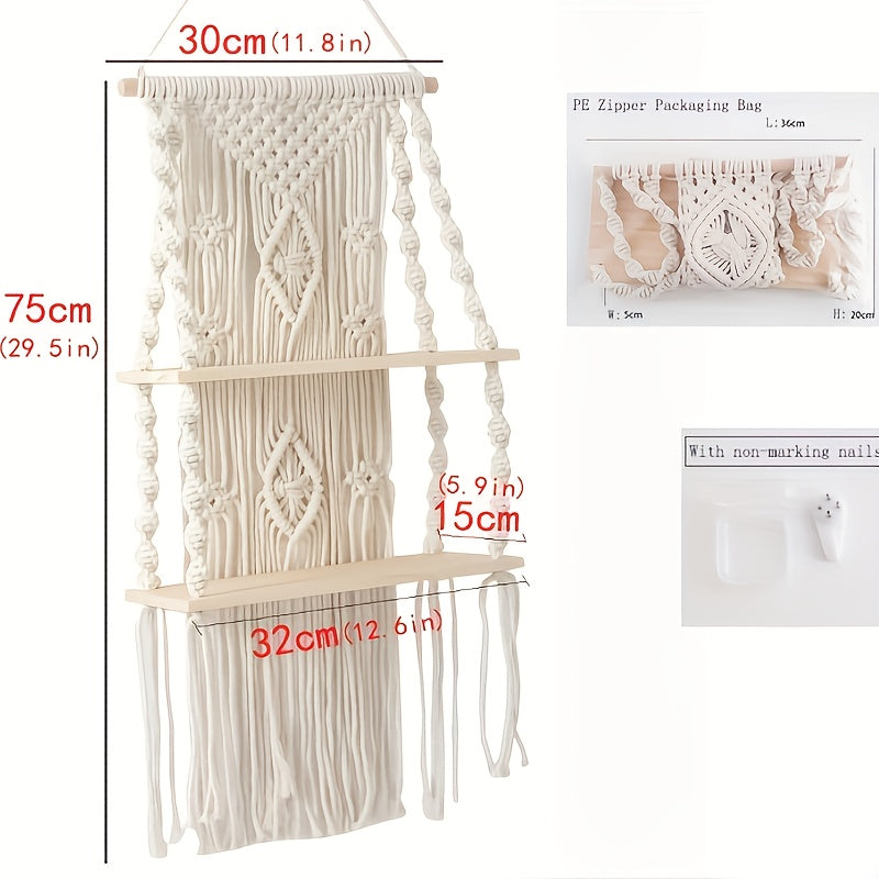 Lace Wall Hanger, Tassel Woven Tassel Hanger, Bohemian Wall Hanger Suitable for Small Plant Photo Frames, Home Living Room, Bedroom, Balcony Decoration