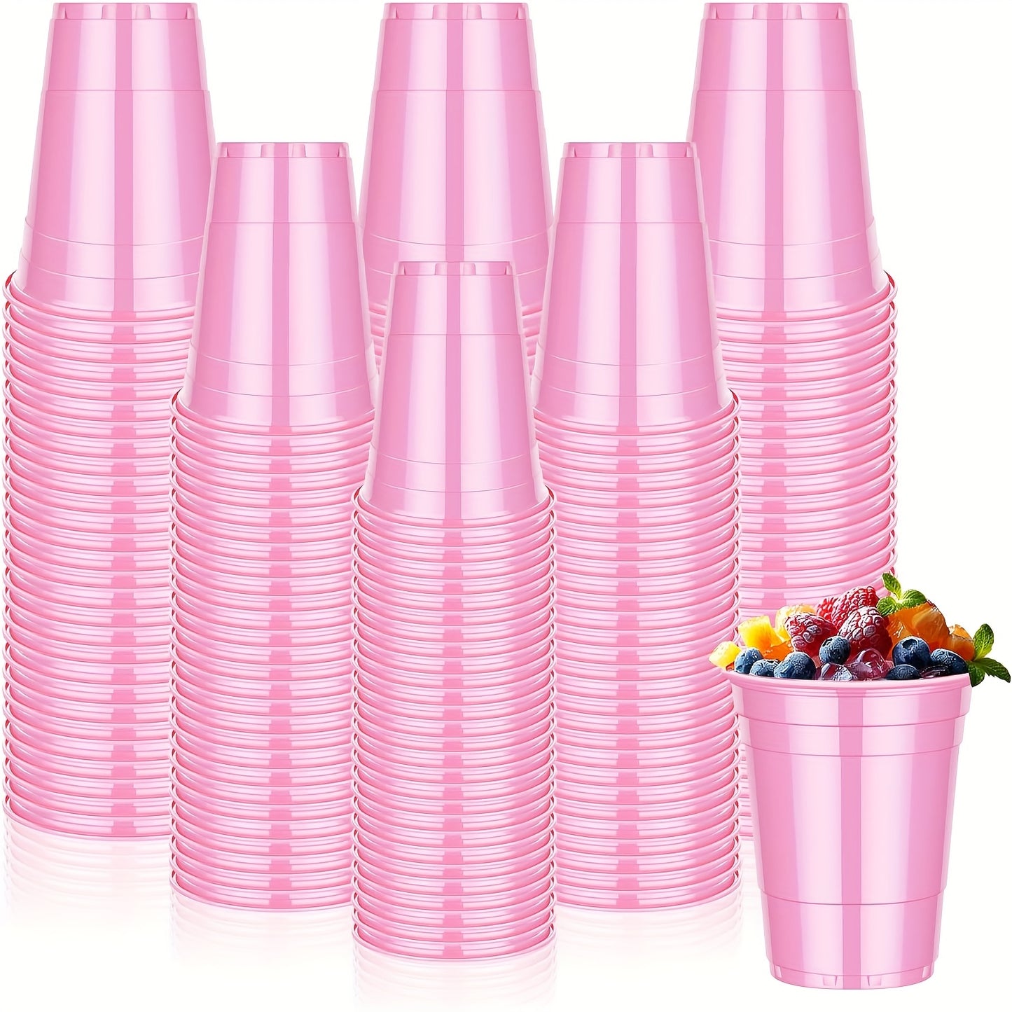 Red/Black/Pink/Golden 160-Pack 16-Ounce Plastic Cups, Party Supplies Disposable Cups for Graduation, Christmas, Beverages, Soda, BBQ, Picnic, Cups