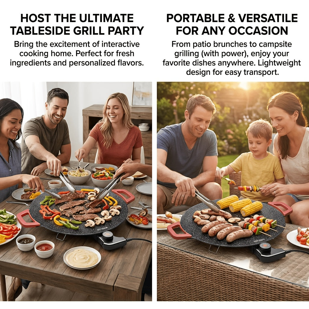 Multi-functional Electric Griddle: Non-stick, Adjustable Temp, Available In 14.17inch/15.75inch. Versatile for Pancakes, Crepes, Pizza, BBQ. Fast Heating, Easy Clean. Perfect for Breakfast, Dinner, Family Gatherings. Compact & Portable. Ideal Holiday