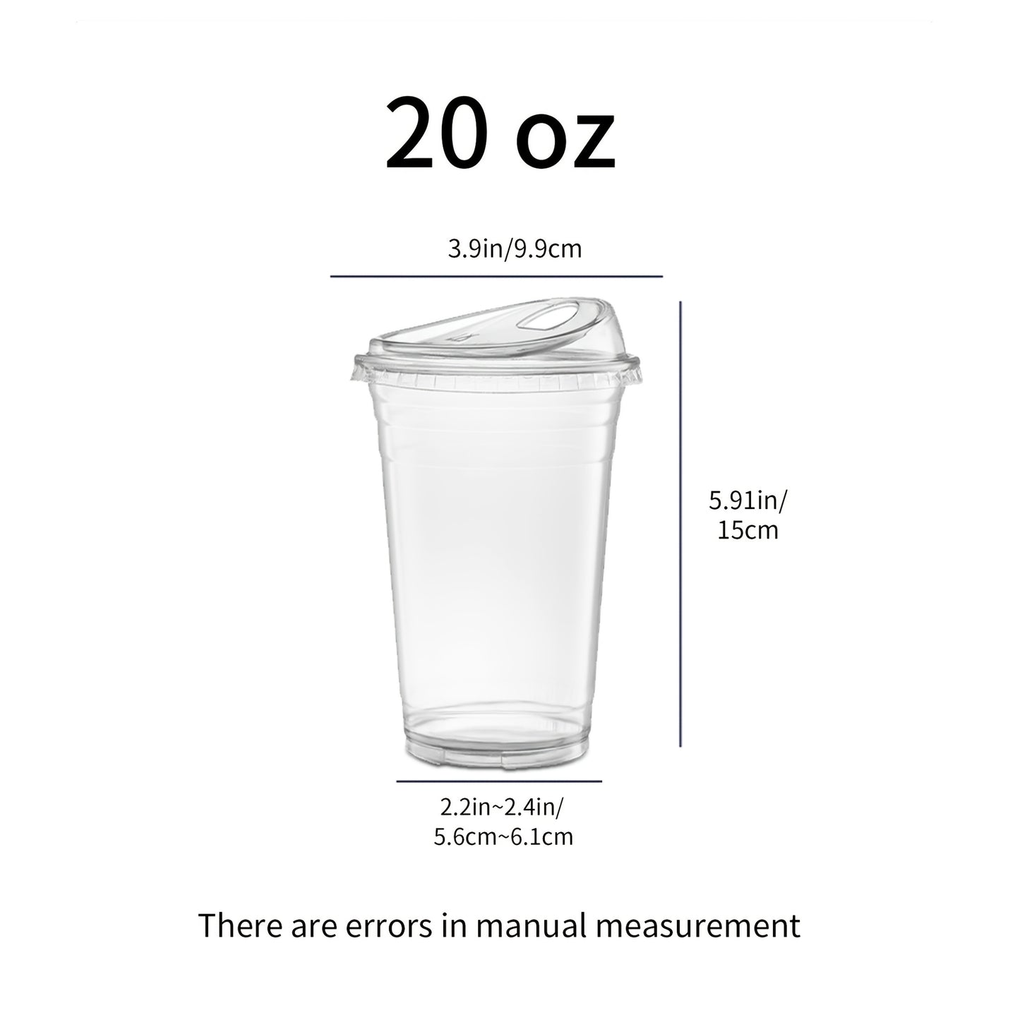 50 Sets Of Transparent PET Cups Without Straw Suction Lid for Coffee, Smoothies, Cold Drinks, Coffee Shops And Party Catering, Parties, Picnics, Travel And Various Activities, High Appearance And High Transparency, Disposable Cups 12/16/20/24oz for