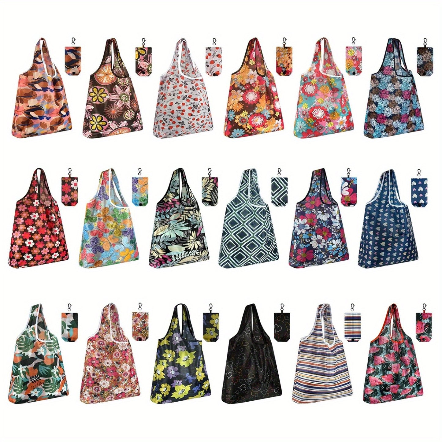 18/36pcs Reusable Grocery Bags - Foldable, Cute Tote Bags - Waterproof Nylon36