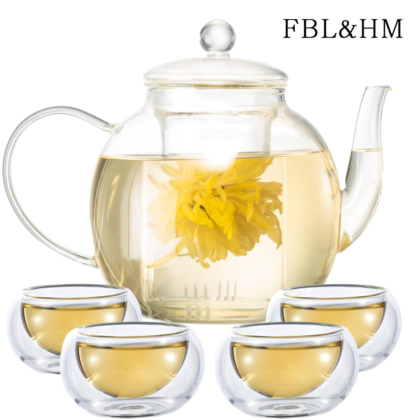 1530ml/52oz Glass Teapot with Removable Infuser, Clear Tea Kettle Stovetop Safe for Loose Leaf And Blooming Tea