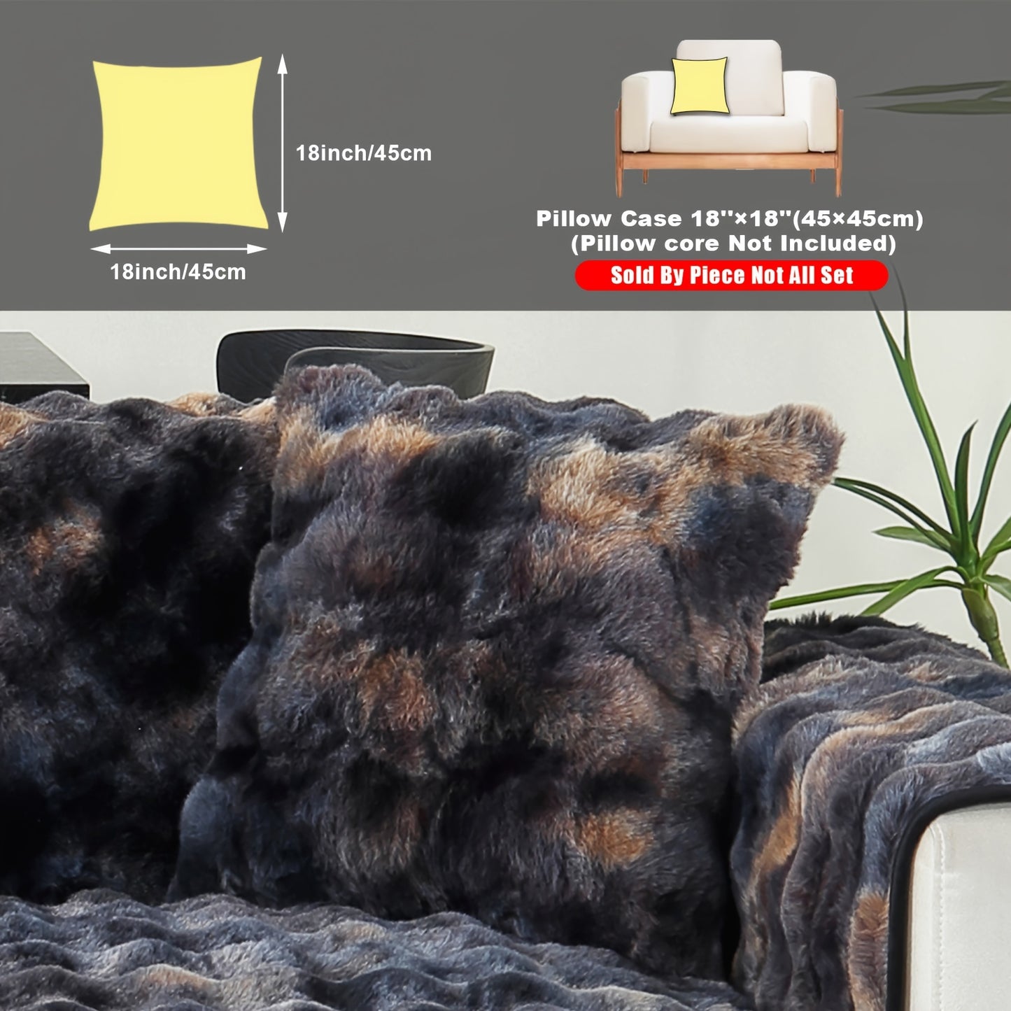 Faux Sofa Cover, Modern Gradual Change Lamb, Thick Fluff, Pet Friendly, Polyester Fiber, Machine Washable, No Printing, Dye Printing, 450-500g Fabric, Suitable for Single, Double, Triple and Combination Sofas