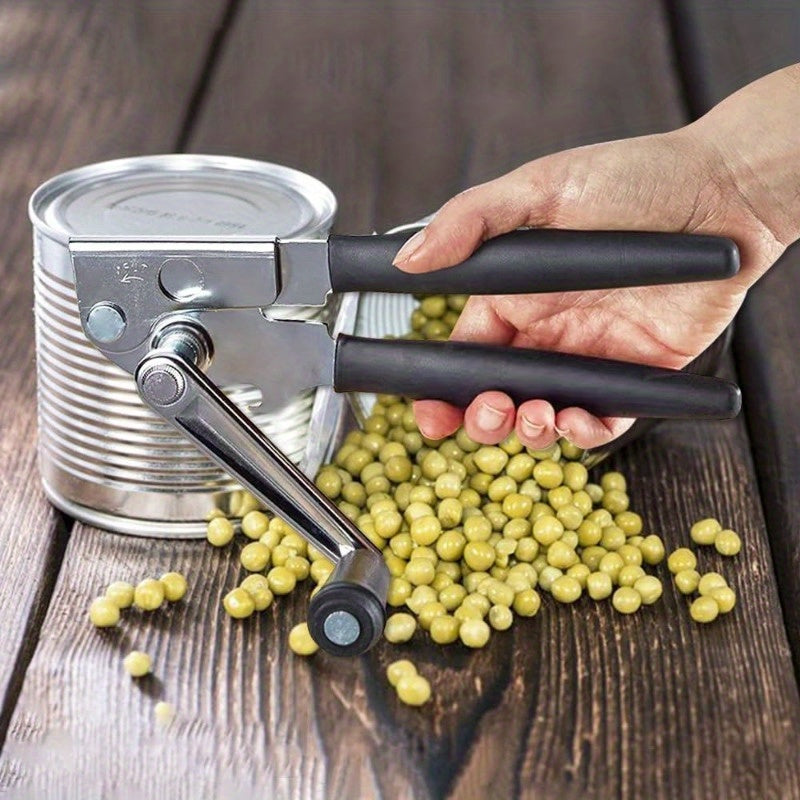 Heavy-Duty Manual Can Opener with Lever - Stainless Steel Construction, Non-Slip Grip - Commercial & Home Kitchen Use - Easy Can Opening Tool for Restaurants, Households - Durable Can Opener for Heavy-Duty Cans & Bottles, Restaurant Equipment, Ergonomic H