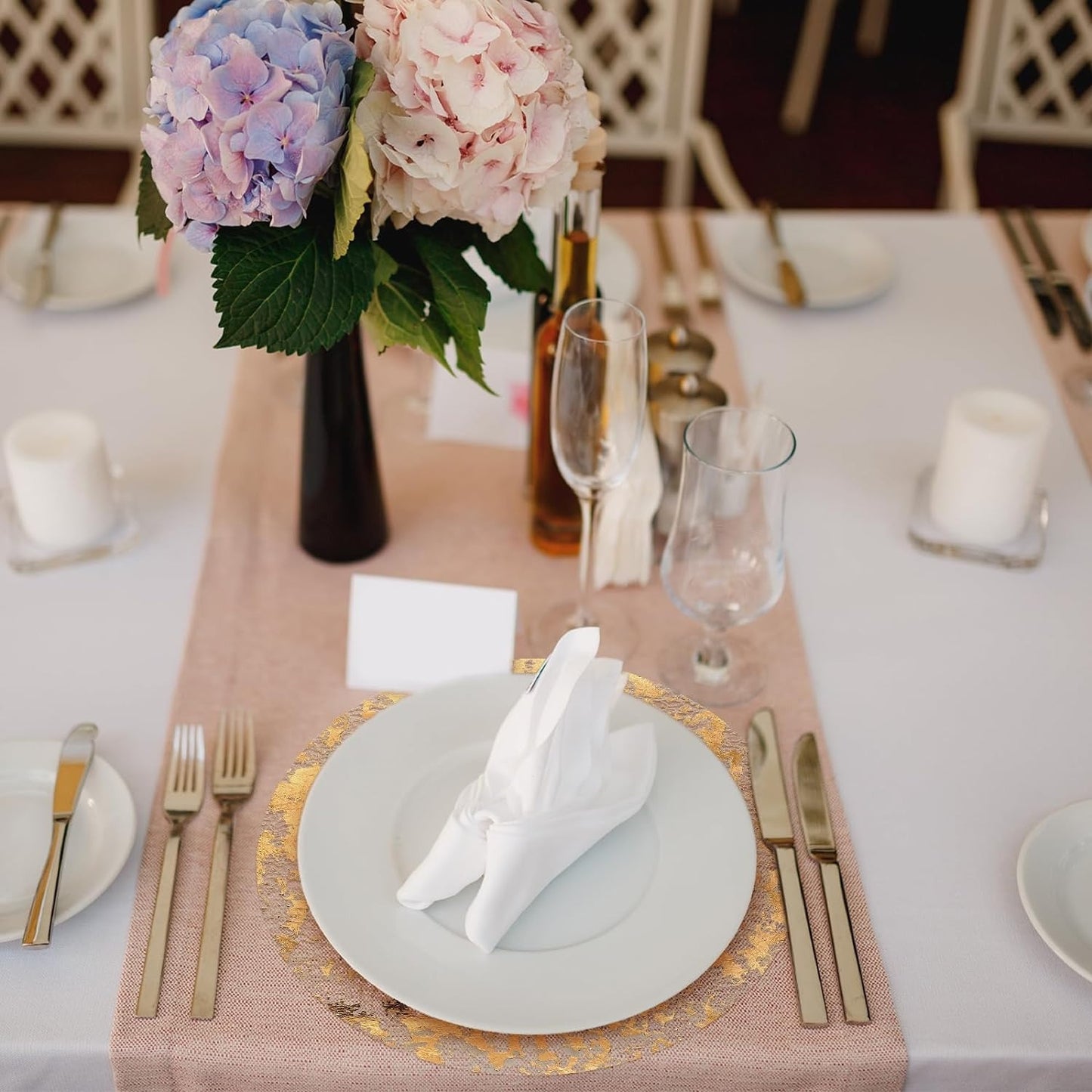 50/100pcs, Disposable Golden Placemats Set, Round Golden Foil Mesh Pressed Table Doilies, Thin Mesh Table Pad for Home, Room Decoration, Dining Table Decor