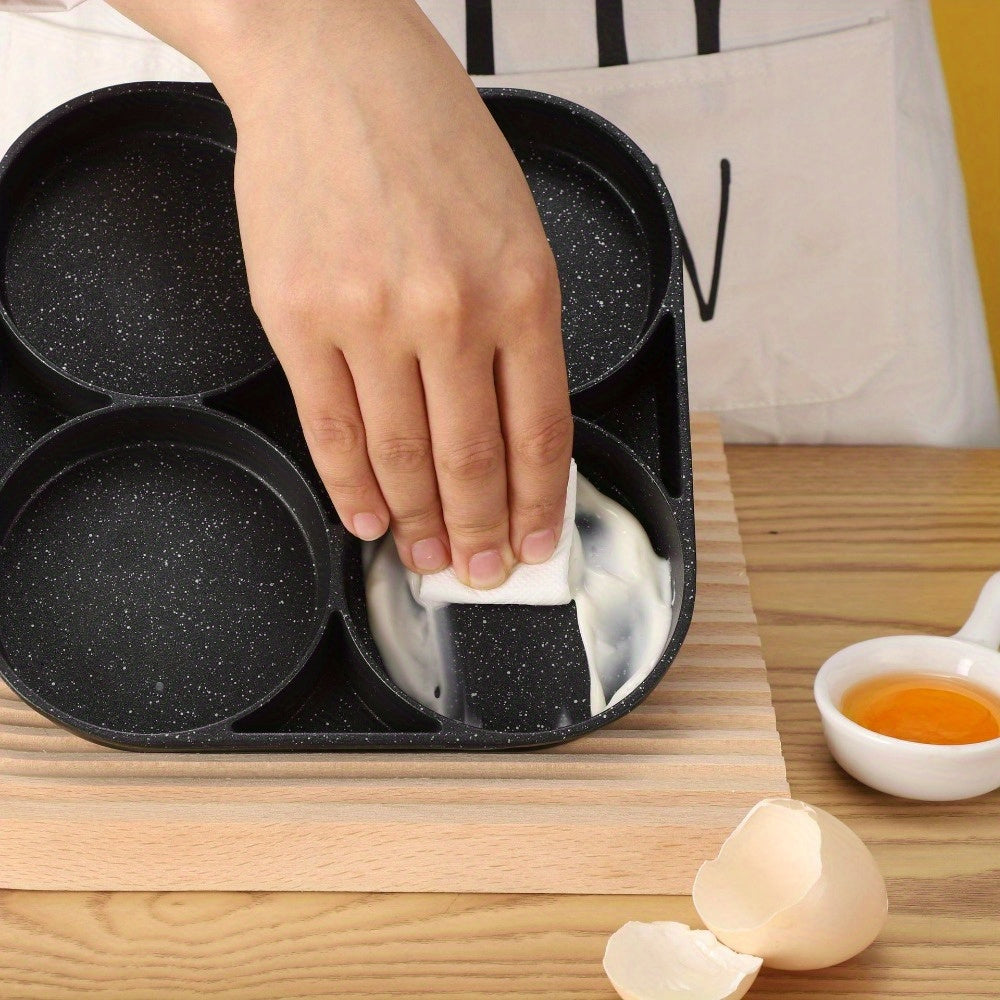 Versatile 4-Hole Non-Stick Frying Pan for Omelettes, Eggs, Dumplings & Steak - Perfect for Induction Cooking