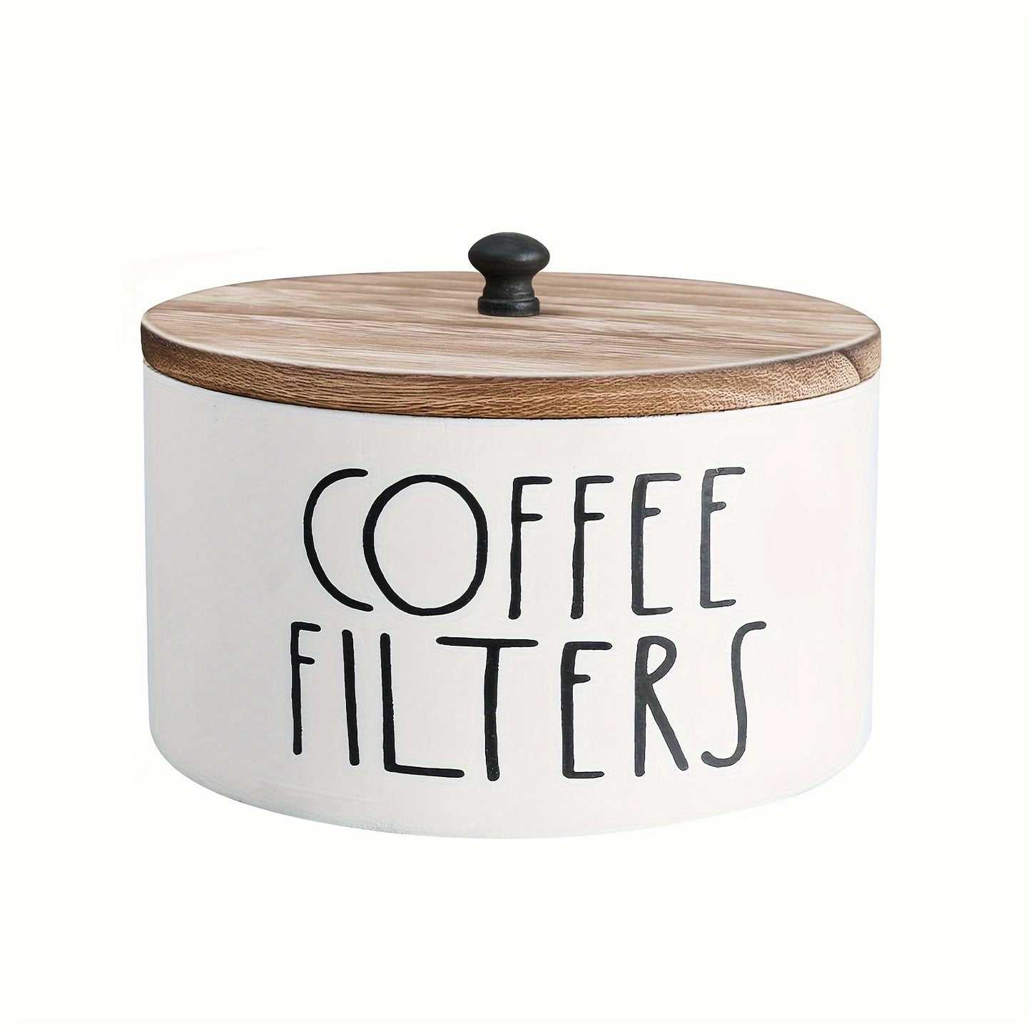 Coffee Filter Holder with Lid Rustic Wooden Storage Box for Coffee Filters and Accessories Farmhouse Style Countertop Organizer Dust-Proof Hardwood Container for Coffee Bar Kitchen Decor