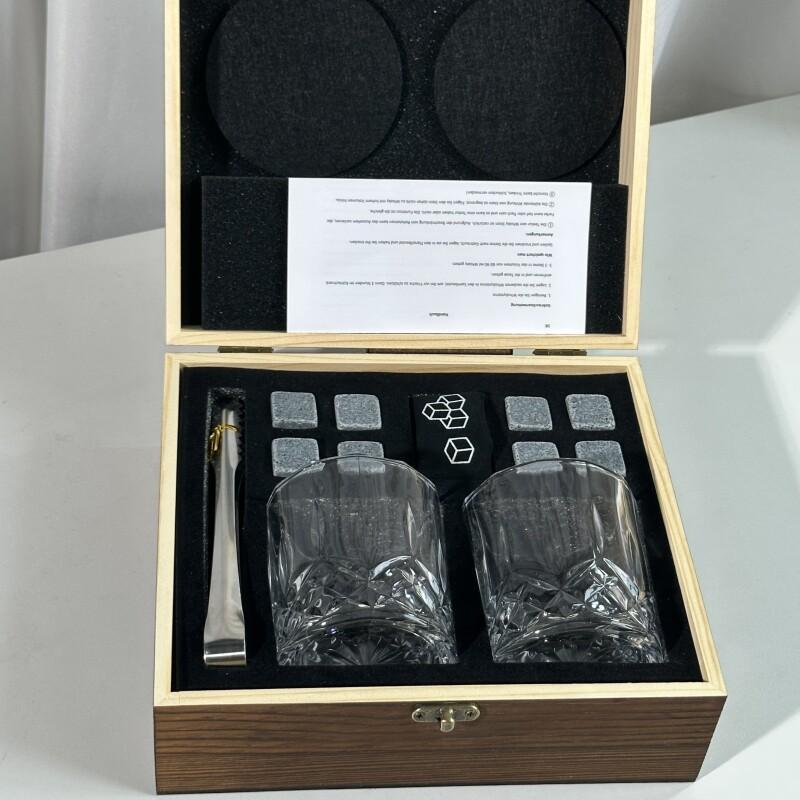 1 Set Whisky & Wine Glass Set with Cooling Stones & Ice Tong, Portable Bar Accessories, Use Without Electricity, Complete Bartenders Kit for Luxurious Drinking Experience