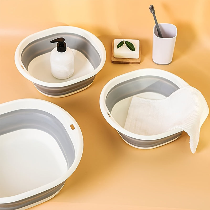 A Compact 3pcs Set That Includes a Collapsible Sink, a Portable Wash Basin, a Square Dish Tub, a Foldable Laundry Basket, And a Plastic Sink, Designed for Efficient Storage of Utensils, Fruits, And for Use During Camping, Laundry, Hiking