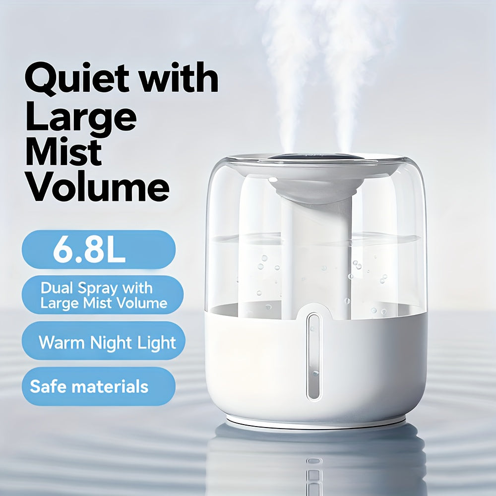 Generic Humidifier, Top Fill Humidifiers for Bedroom, 1.8gal Tank for Large Room, Easy to Fill & Clean, Quiet Cool Mist Air Humidifier for Home Bedroom & Plants, Auto Shut-off And-Free for Safety