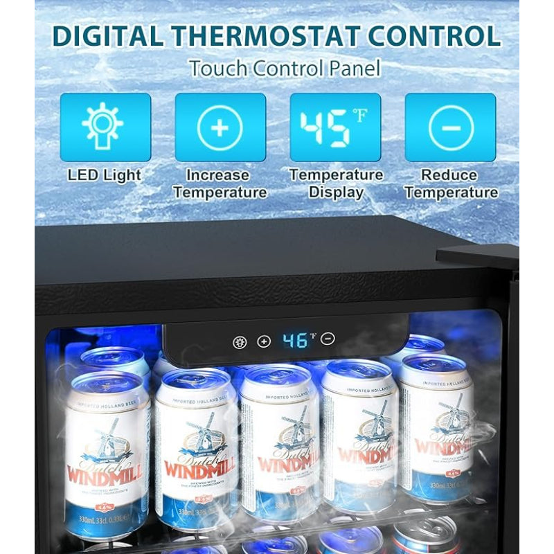 Beverage Wine Cabinet 9.51 Gal - Small Wine Cooler with Electronic Touch Control & LED Light, Compact Drink Refrigerator for Kitchen, Bedroom, Office, Bar & Living Room, Perfect Holiday Gift