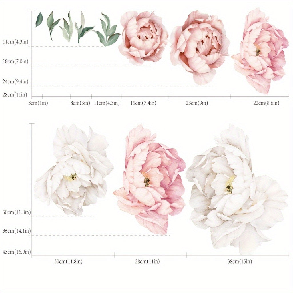 1pc European Peony Flower Waterproof Sticker, Anti-collision Glass Multifunctional Home Decoration Sticker, 17. 7in * 47. 2in