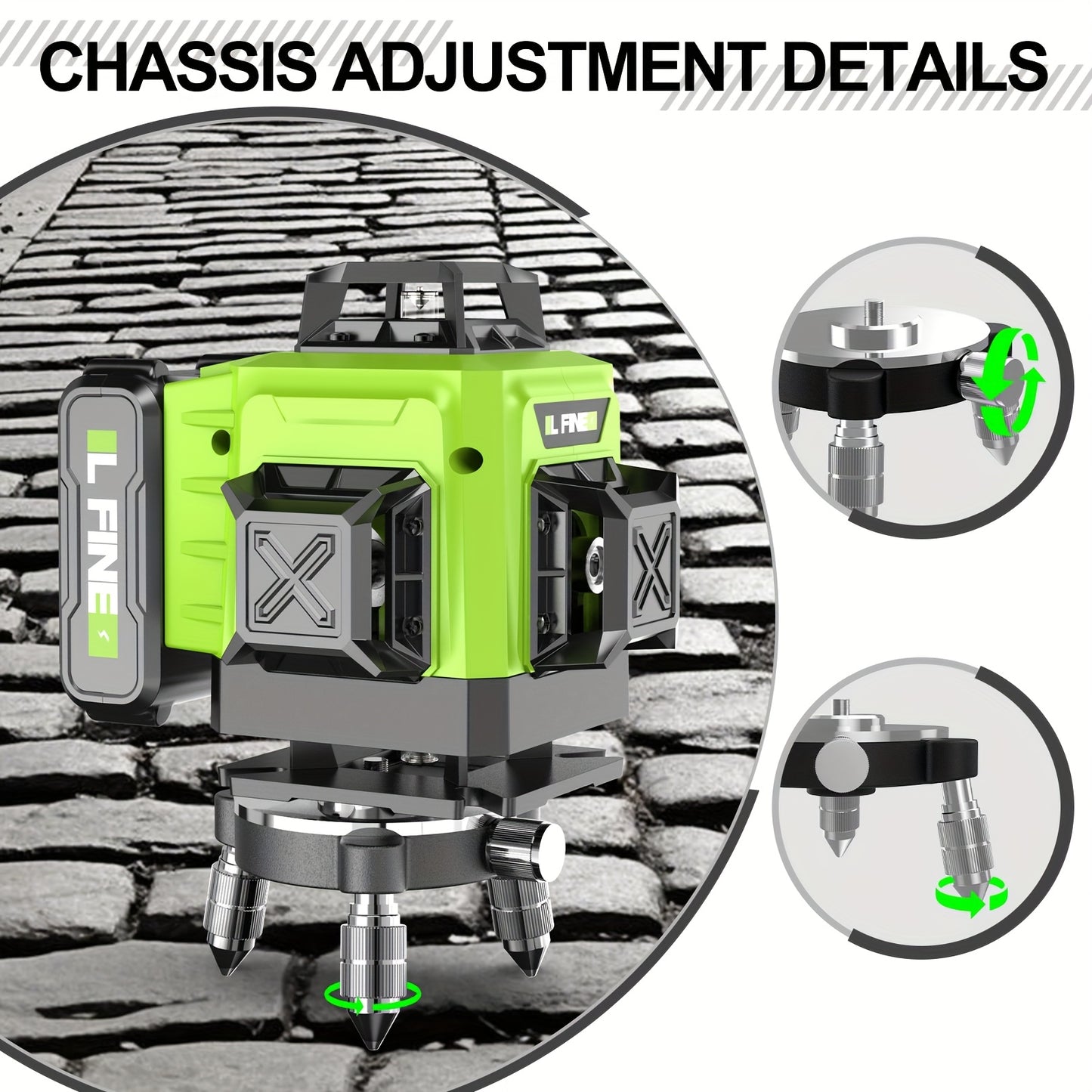 16-Line 4D Green Laser Level with Tripod, 360° Self-Leveling Rotary Cross Line, High-Precision Auto-Leveling Tool, Rechargeable Lithium Battery, Vertical & Horizontal Lines for Hanging Pictures, Tiling, Home Decoration, Indoor Construction