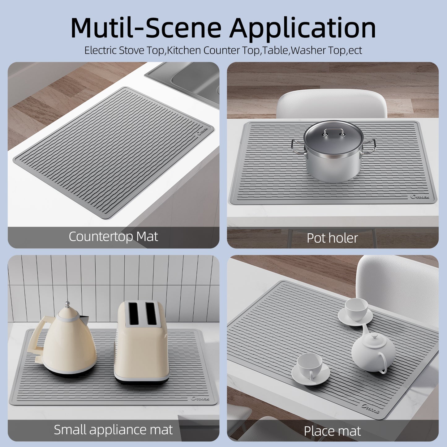 Oversized Thick Silicone Cover for Stove Tops, Measuring 75.7X53.2Cm (29.8X20.8In), Featuring Anti-Slip Stripes And Made from Quiet Material, Suitable for Kitchen And Restaurant Use Dish Drying Mats