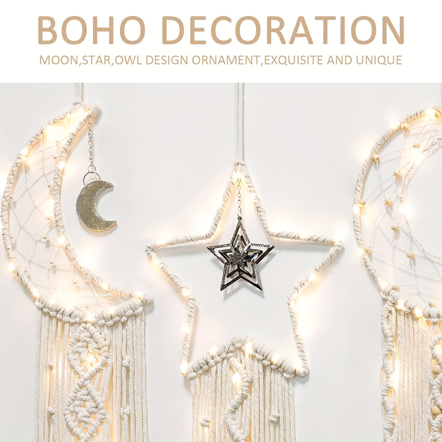 Dream Catcher Boho Wall Decor Set of 4, Woven Fabric Bohemian Dream Catchers for Bedroom Room Decor, Birthday Gift for Women Mom Grandma Teenage Girls