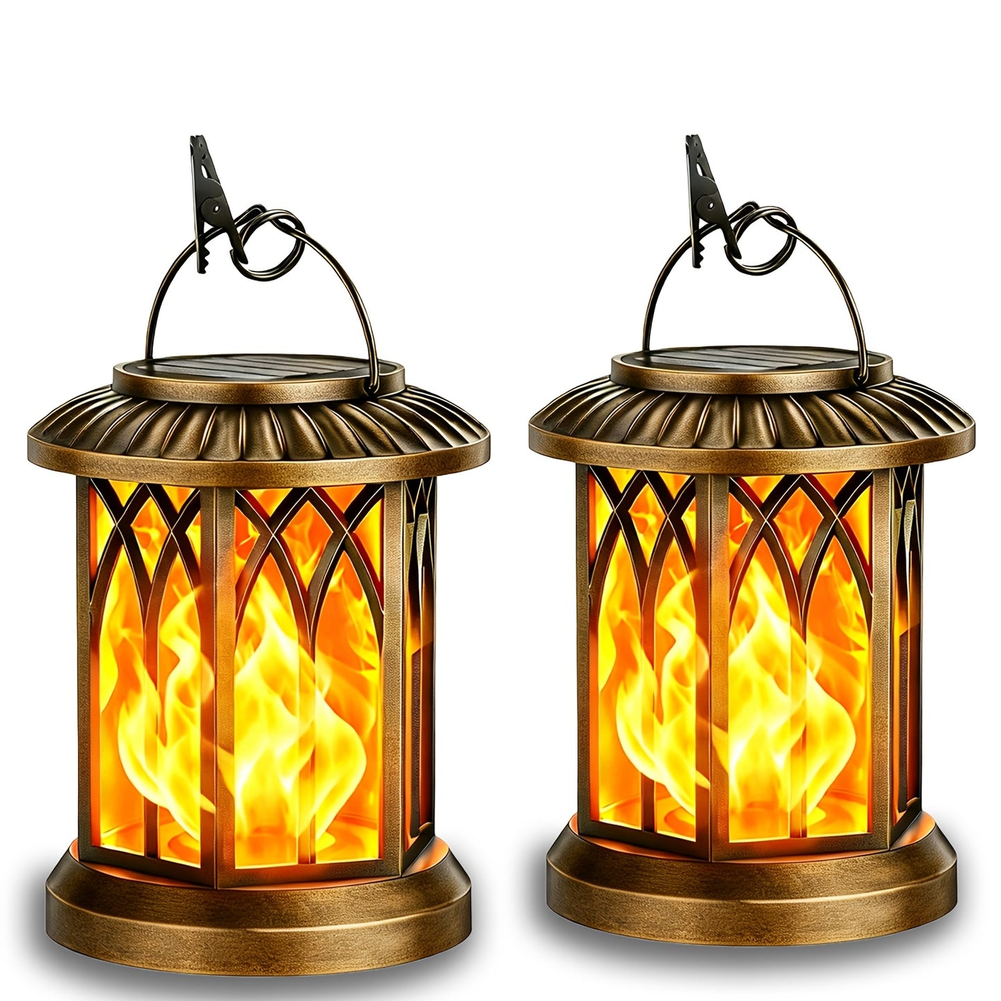 2/4Pack Solar Lantern Outdoor Lights, Christmas Light, Upgraded Flickering Flame Solar Lanterns Lights Outdoor IPX5 Waterproof, Hanging Outdoor Solar Lanterns Lights, Auto On/Off Up to 12Hrs Lanterns for Yard Garden Decor