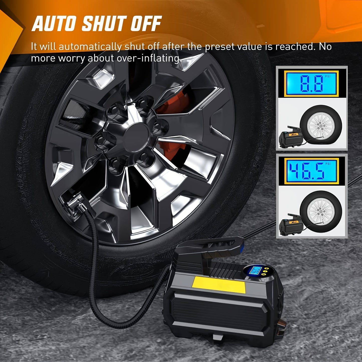 for 12V DC Car Tires with Digital Pressure Gauge 150PSI Auto Tire Pump with LED Light Tire Inflator Air Compressor Portable Air Pump for Cars ATVs Bicycles
