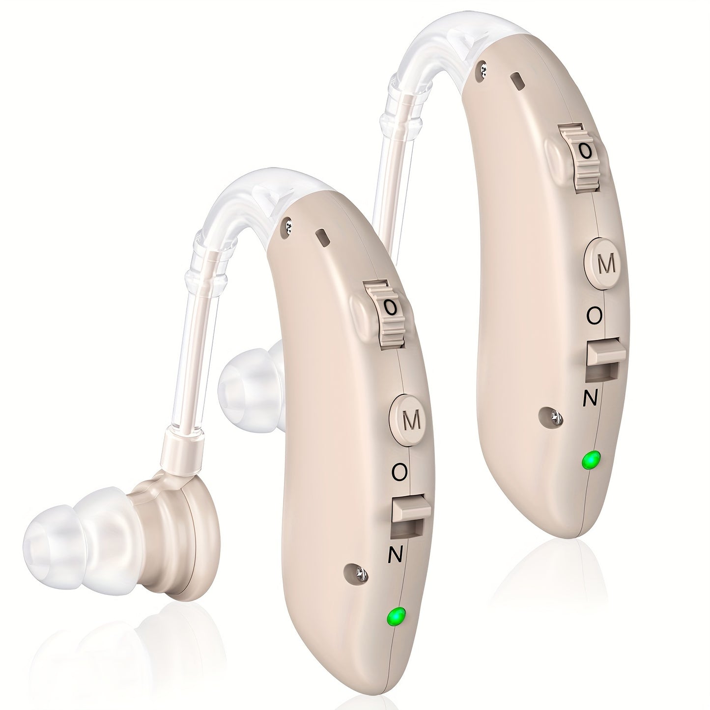 1 Pair Hearing Aids for Seniors Rechargeable with Noise Reduction, USB Hearing Aids for Adults, Hearing Amplifier for Adults Hearing Loss Universal Ergonomic Sound Amplifiers with 48H Battery Life, Comfortable Fit with Ear Caps