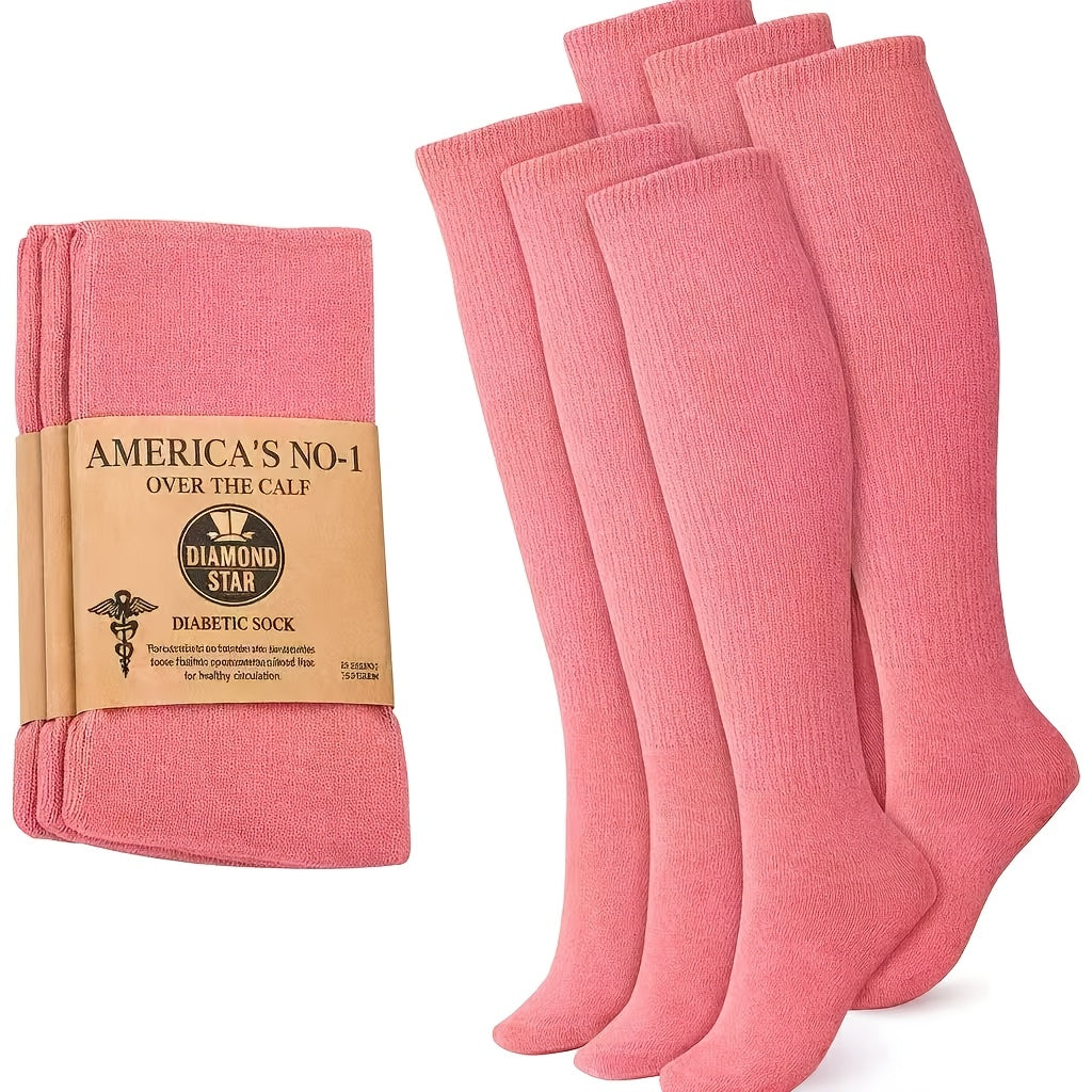 6 Pairs Socks Extra Wide Socks for Swollen Feet, Stretch to 30" for Men Women, Plus Size Socks, Non Binding Seamless Socks, Loose Fit Top Neuropathy Bariatric Seniors - One Size Fit Most6
