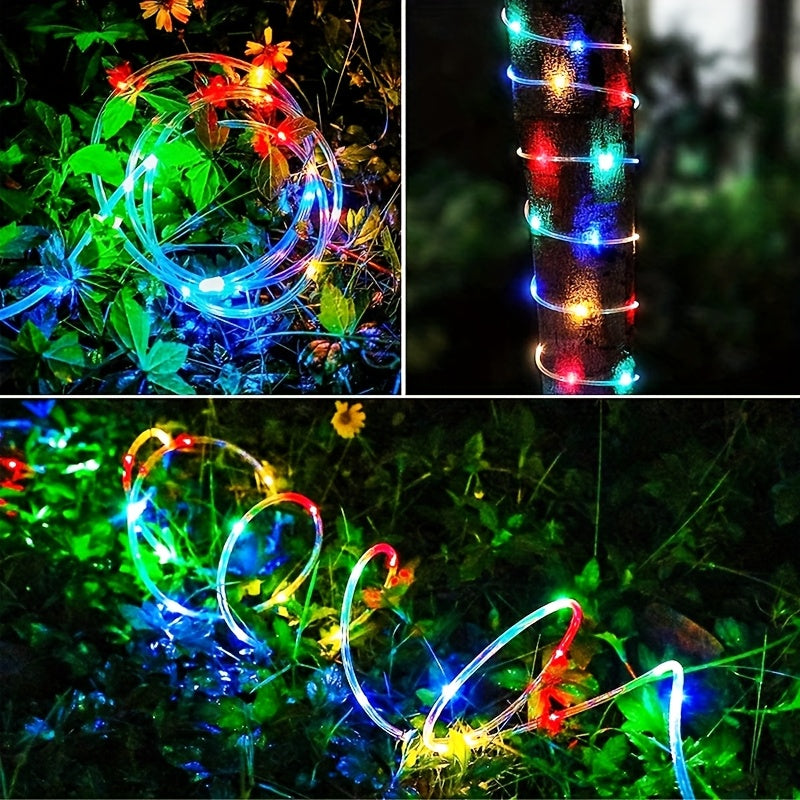 Christmas Lights Solar Rope Lights Outdoor 33FT 100LED Ip65Waterproof Solar String Lights 8 Lighting Modes for Easter for party Garden Yard Home Wedding Valentine'S Day Car Camping Halloween Spring Tree Decoration(Rgb)