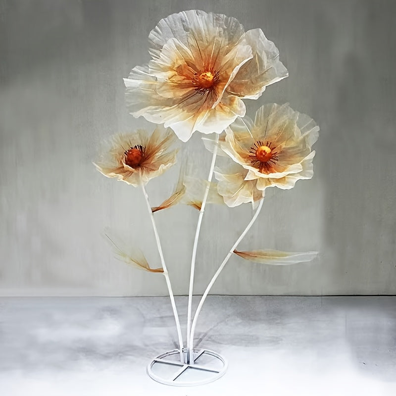 Artificial Silk Peony Flowers Giant Set of 3 Large Fake Flowers with Base & Branches for Wedding, Birthday Party, Home Decor & Window Display – 8 Colors