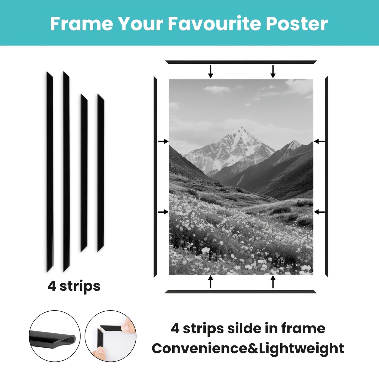 3 Pack 24x36 Black Poster Frame, Scratch-Proof Picture Frames 24 X 36 For Photo Gallery - Slide-In Strips, Horizontal Or Vertical Wall Mounting