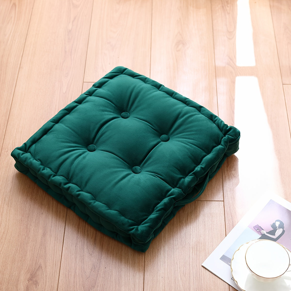 1pc Square Flannel Futon Mat Thickened for All Seasons, Chair and Stool Mat, Cushion, Steamed Bun Seat Mat, Futon Meditation Mat, Decorative Ornament, Bay Window Pillow