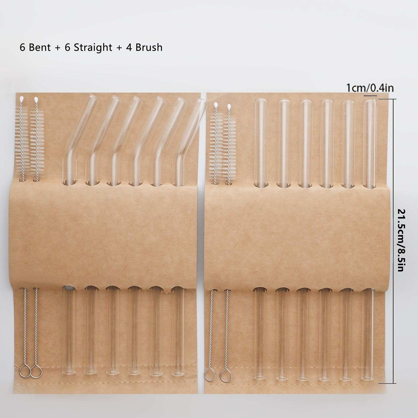 Set (12 Straws + 4 Brush) Reusable Glass Straws, Size 8.5''x10mm, Heat Resistant High Temperature Washable Reusable Fruit Drinking Straws for Smoothies, And Drinks, Kitchen gifts