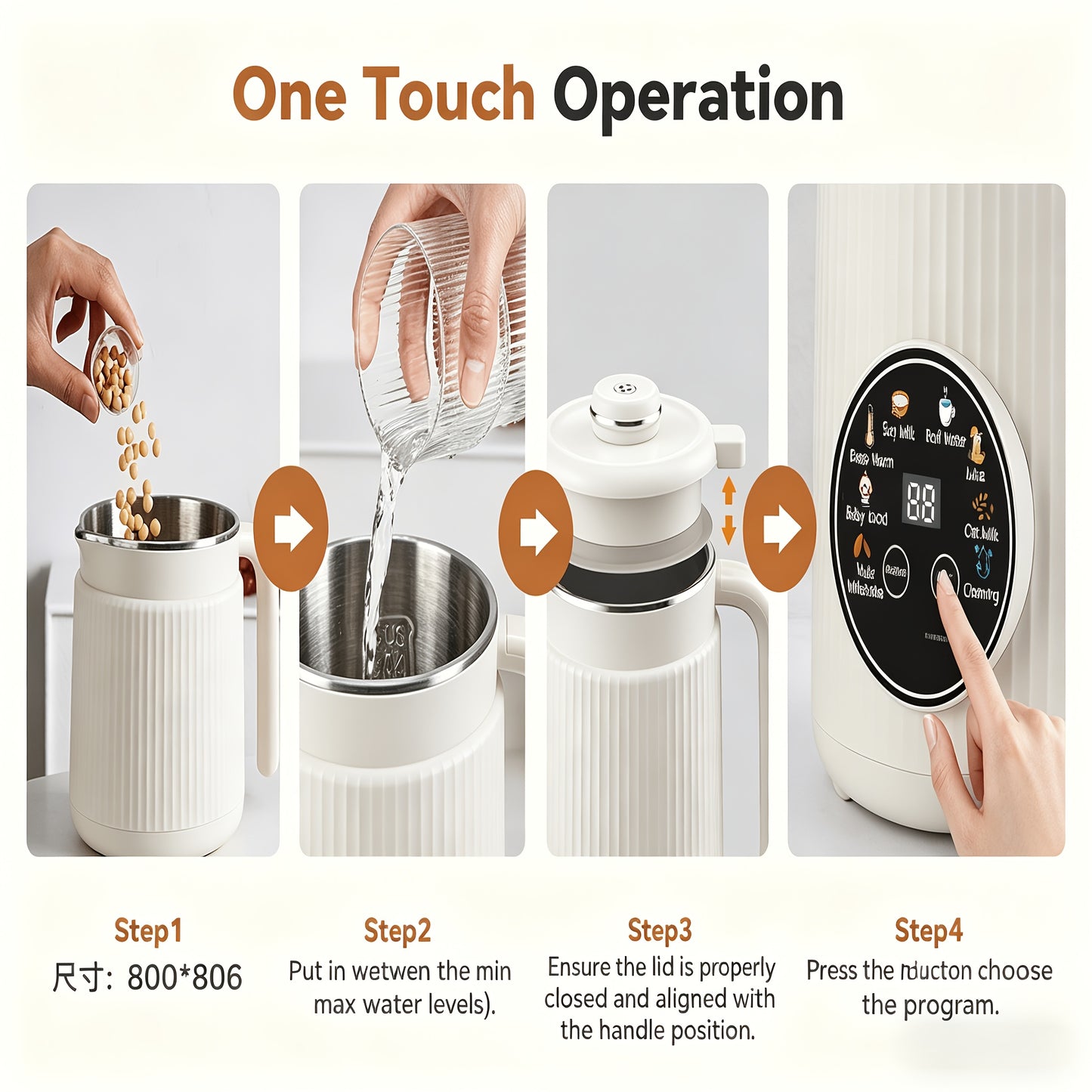 8in 1 Nut Milk Maker, 8 Blade 35oz Homemade Almond, Oat, Coconut, Soy, Plant Based Milks And Non Dairy Beverages, Soy Milk Maker Machine with Delay Start/Keep Warm/Self-Cleaning/Boil Water/blender/soy Milk Maker/