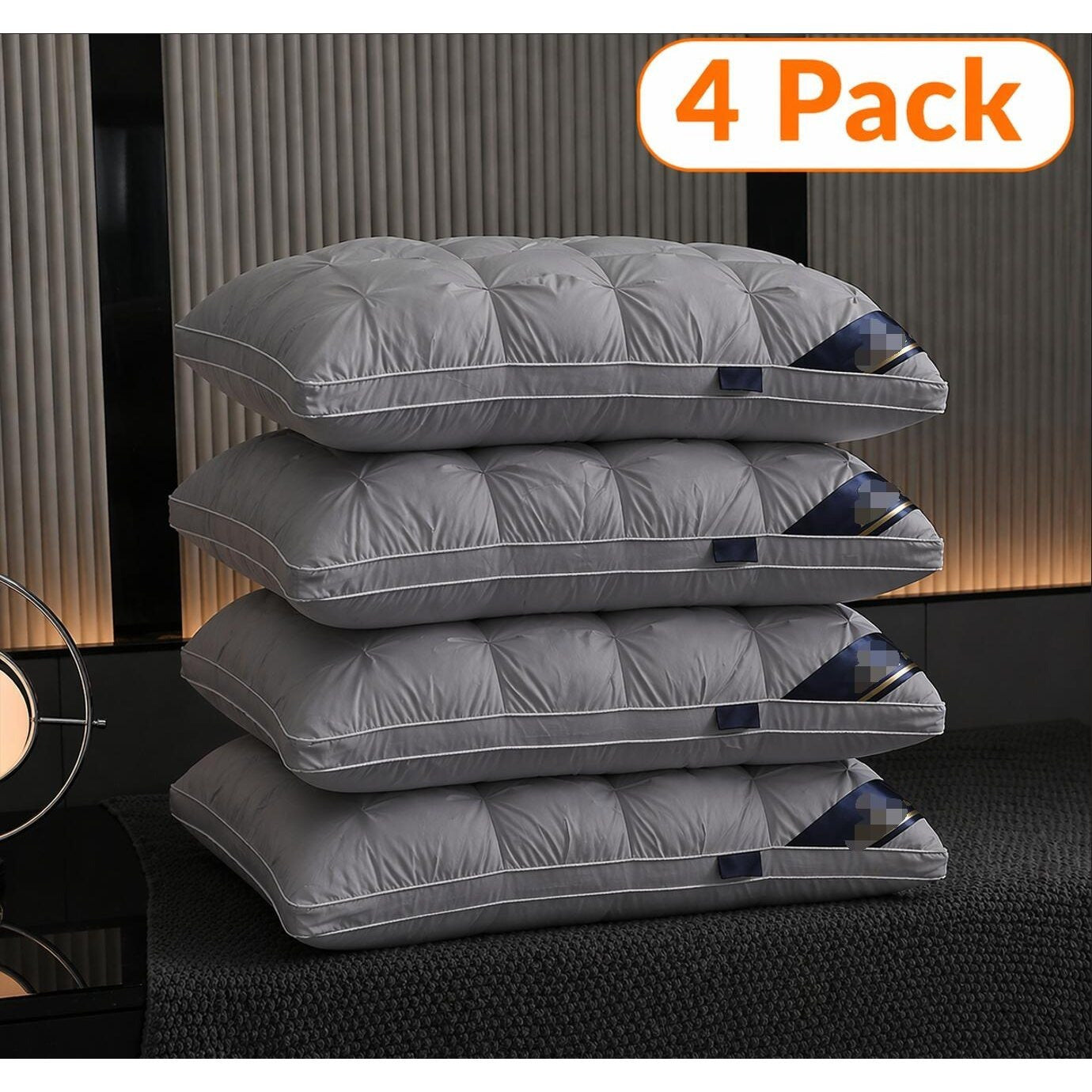 Luxury 5-Star Hotel Quality Pillow - Deep Sleep Neck Support, No Collapse All-Season Use, Machine Washable White Satin, Soft Polyester Fiber, Zipper Closure, Modern Design for Home & Hotel Use, Hotel Pillow, Sleek Pillow, Durable Pillow, Pillow For Sleepi