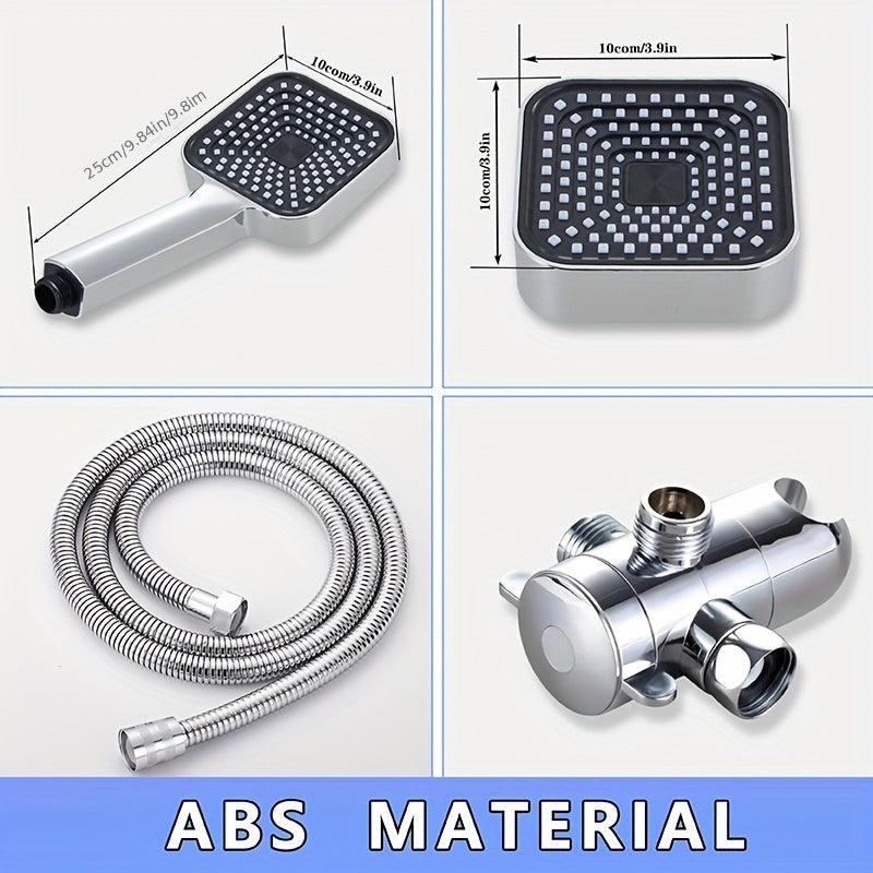 A 4-Inch High-Flow Shower Head And Hose Combination, a Dual-Purpose Handheld Shower Head Kit, a Shower Spray Head Assembly, a Long Hose Three-Way Shower System, a Stationary Shower Head, Bathroom Shower Fixtures For shower use solely